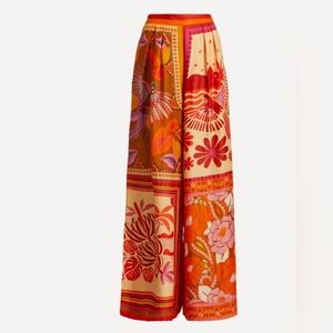 Farm Rio Forest Mixed Scarves Wide-Leg Pants